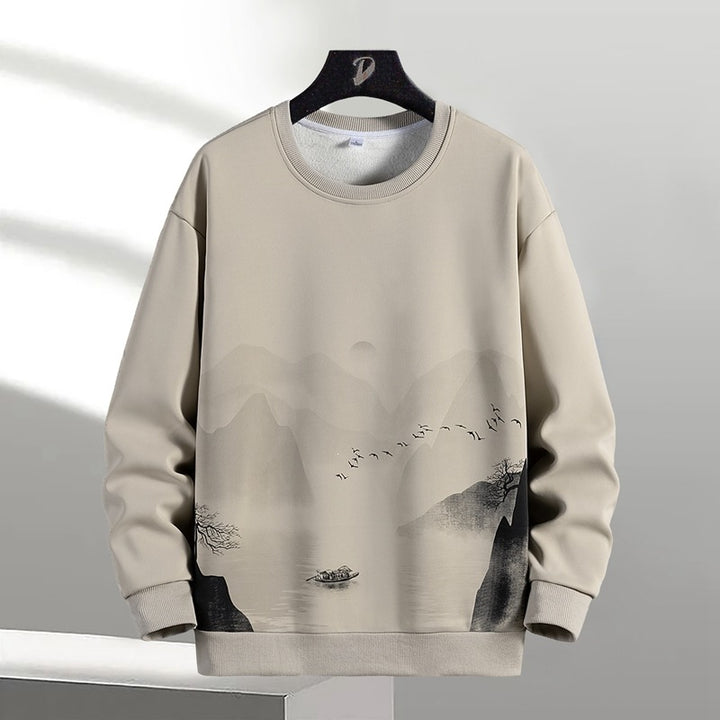 Unisex Oversize‑Sweatshirt mit Pinsel‑Print & geripptem Saum Echoarchiv