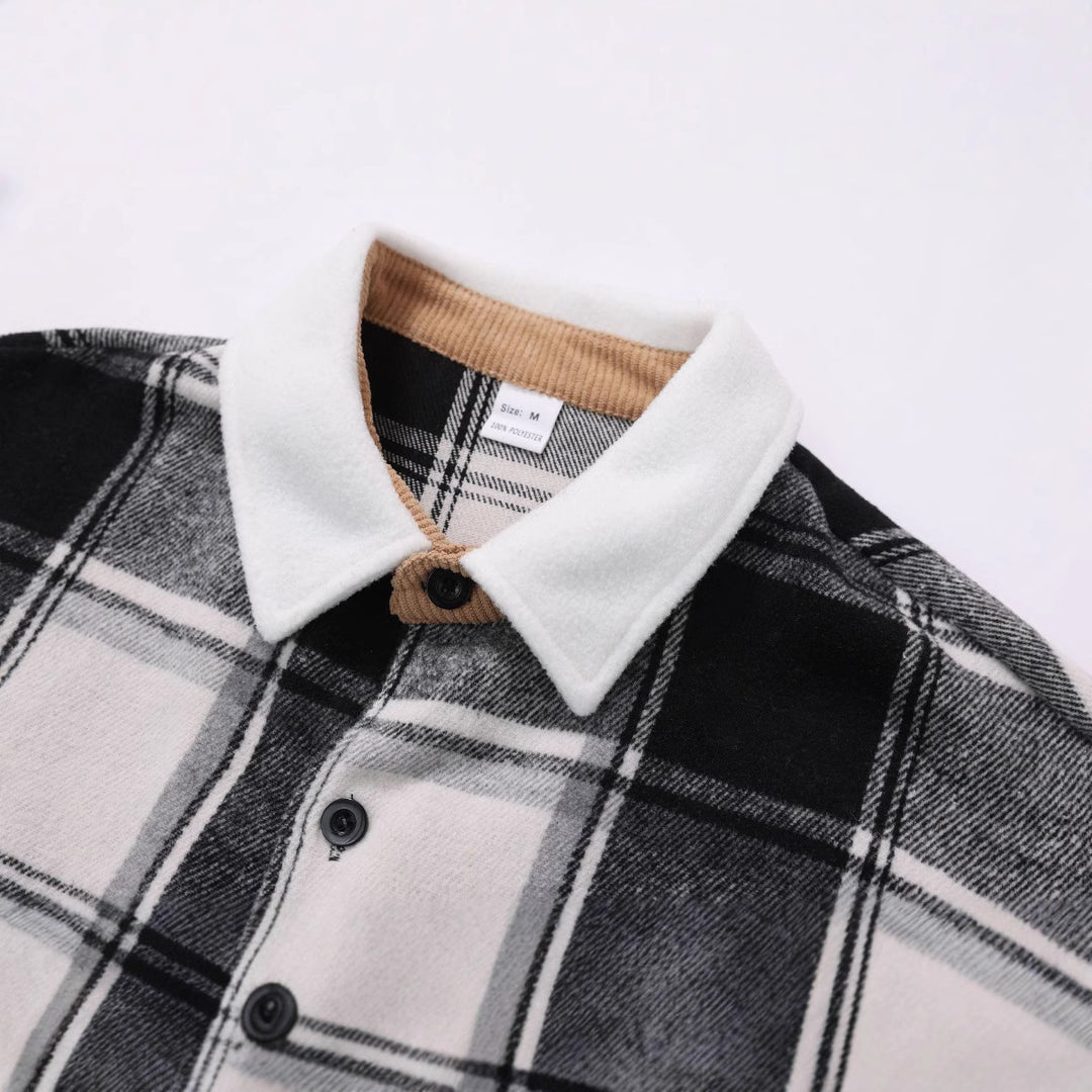 Herren Baumwoll-Flanelljacke mit kariertem Muster und Taschen Echoarchiv