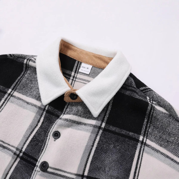 Herren Baumwoll-Flanelljacke mit kariertem Muster und Taschen Echoarchiv