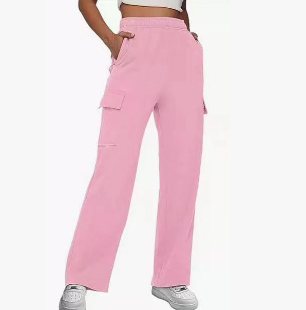 Damen nan lässige Cargo-Freizeithose mit weitem Bein elastischem Bund und aufgesetzten Taschen Echo Archiv