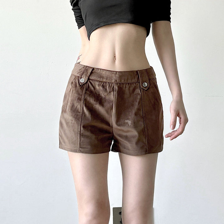 Damen modische Kunstleder Shorts mit eleganten Details Echo Archiv