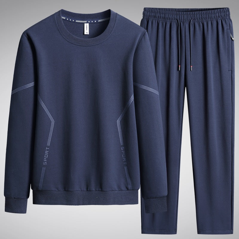 Herren Sportliches Freizeit-Jogginganzug-Set aus atmungsaktivem Funktionsfleece mit Rundhalsausschnitt & Kordelbund Echoarchiv