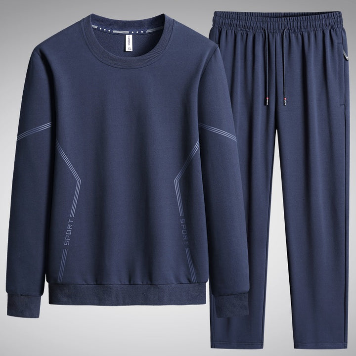 Herren Sportliches Freizeit-Jogginganzug-Set aus atmungsaktivem Funktionsfleece mit Rundhalsausschnitt & Kordelbund Echoarchiv