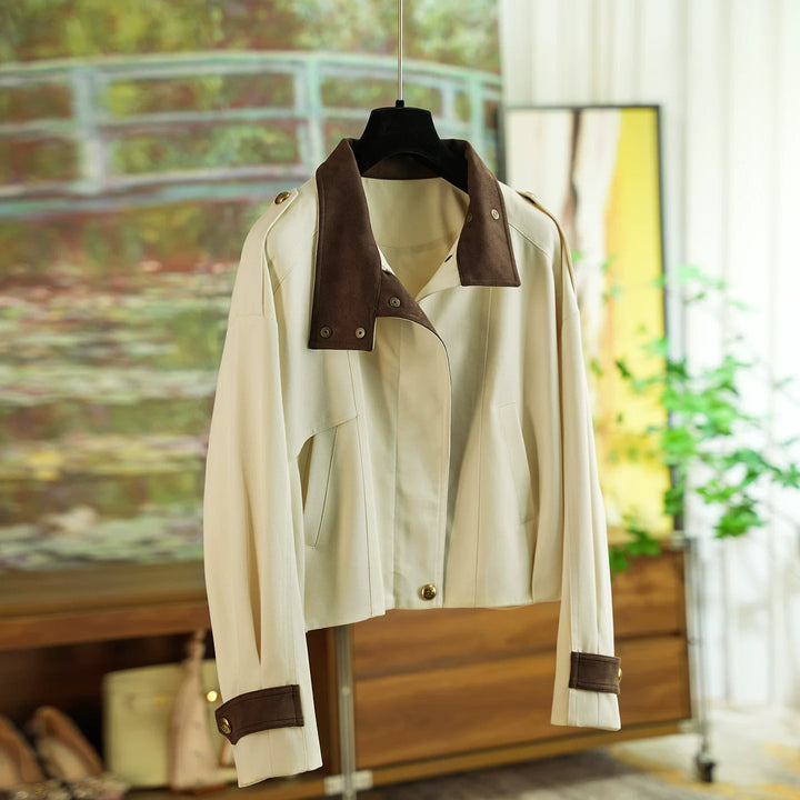 Damen Modische und elegante Kurzjacke mit samtigem Kragen Echoarchiv