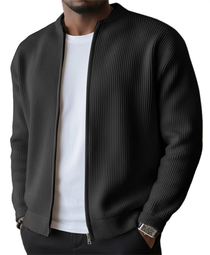 Herren Rippstrick Bomber Cardigan mit vollem Reißverschluss EB – Taviero