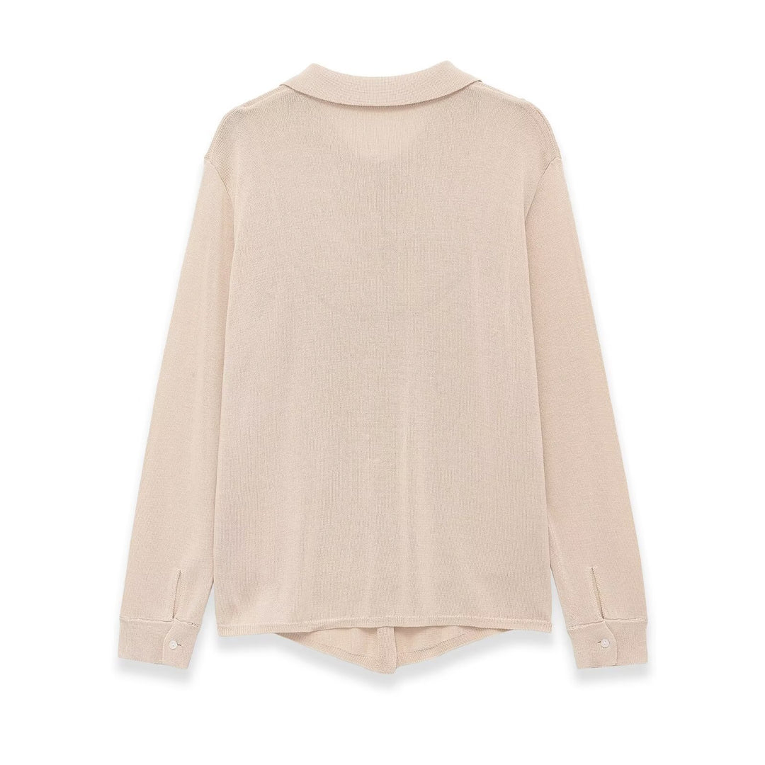 Damen Leichter Strick-Cardigan mit Hemdkragen und Knopfleiste Echo Archiv