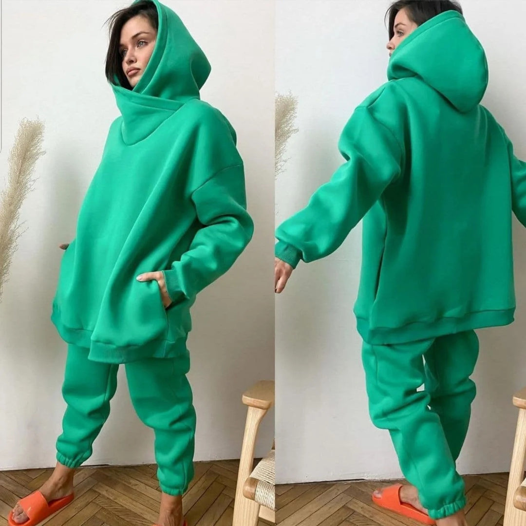 Damen nan Oversize-Hoodie-Set mit Schlauchkragen und thermogefütterter Jogginghose Echo Archiv