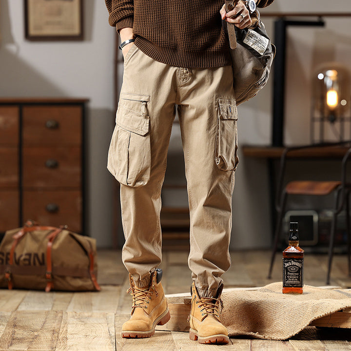 Herren Robuste Baumwoll-Cargohose mit elastischem Saum und Multifachtaschen Echo Archiv
