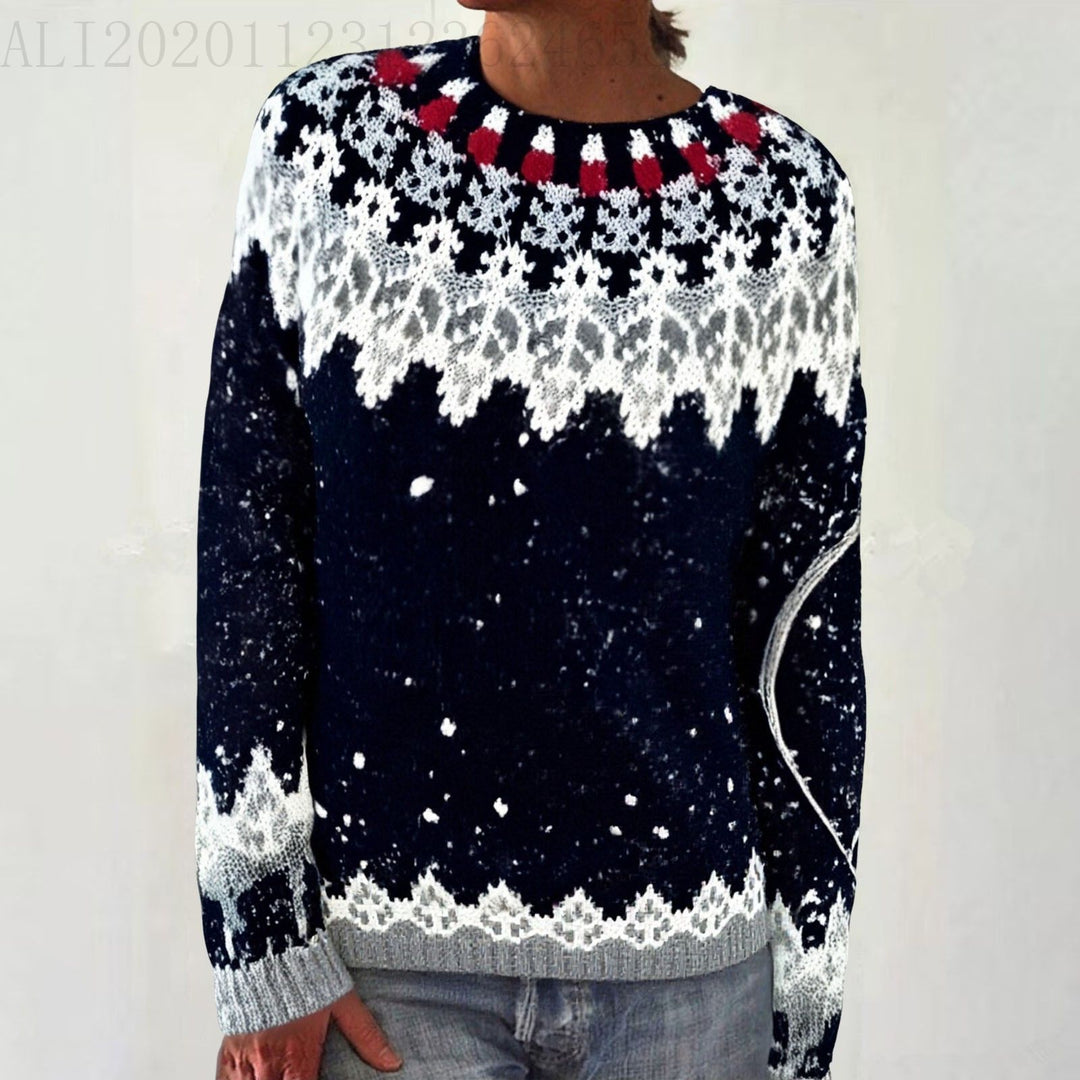 Damen nan Norwegerpullover aus Wollmix mit Rundhalsausschnitt und traditionellem Fair-Isle-Yoke Echo Archiv