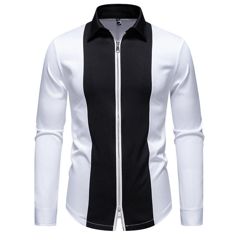 Herren Sportliches Langarmshirt mit modernem Reißverschluss und kontrastierenden Farben Echoarchiv