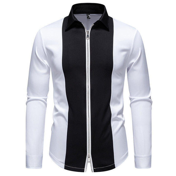 Herren Sportliches Langarmshirt mit modernem Reißverschluss und kontrastierenden Farben Echoarchiv