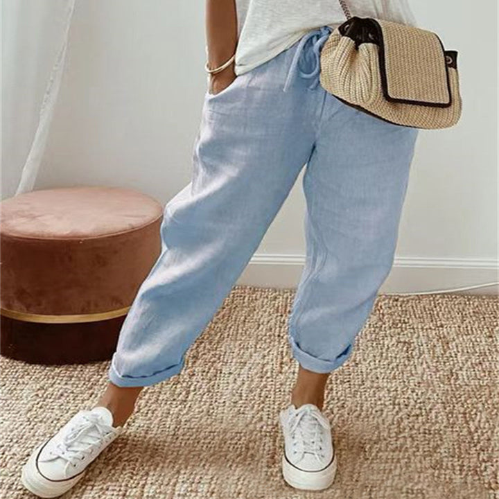 Damen Lockere Bedruckte Jogger mit Kordelzug und Rippbund Echoarchiv