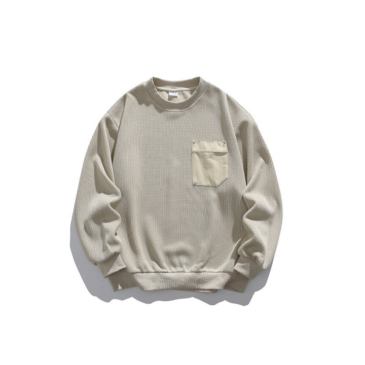 Unisex Waffelstruktur-Sweatshirt mit Brusttasche und elastischem Saum Echoarchiv