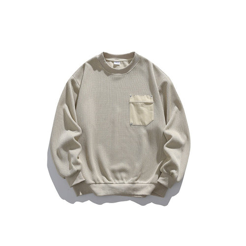 Unisex Waffelstruktur-Sweatshirt mit Brusttasche und elastischem Saum Echoarchiv