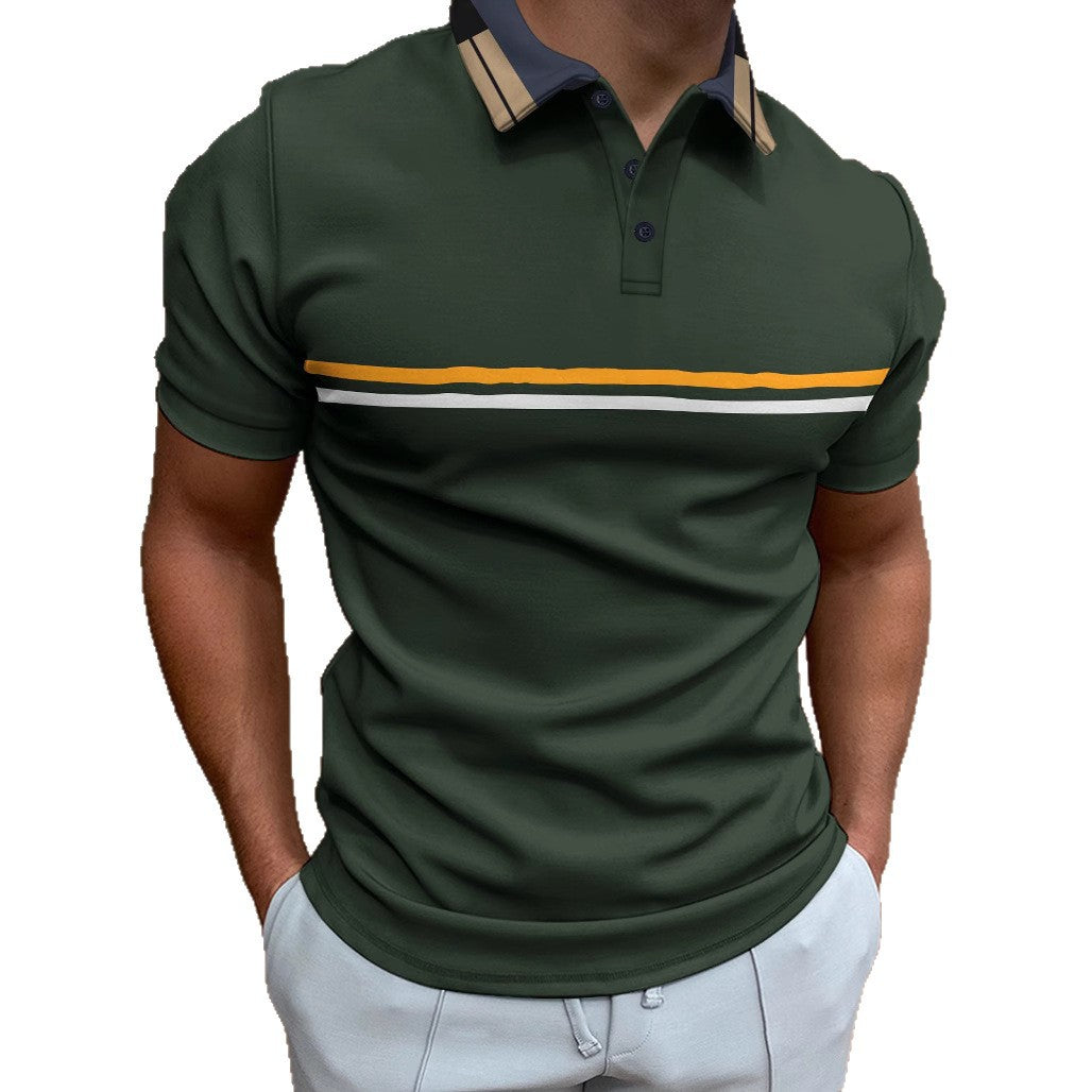 Herren modisches Kurzarm-Polohemd mit eleganten Streifen Echoarchiv
