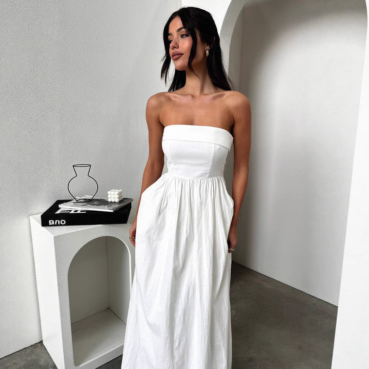 Damen Maxi-Kleid mit figurbetontem Oberteil und fließendem Rock Echo Archiv