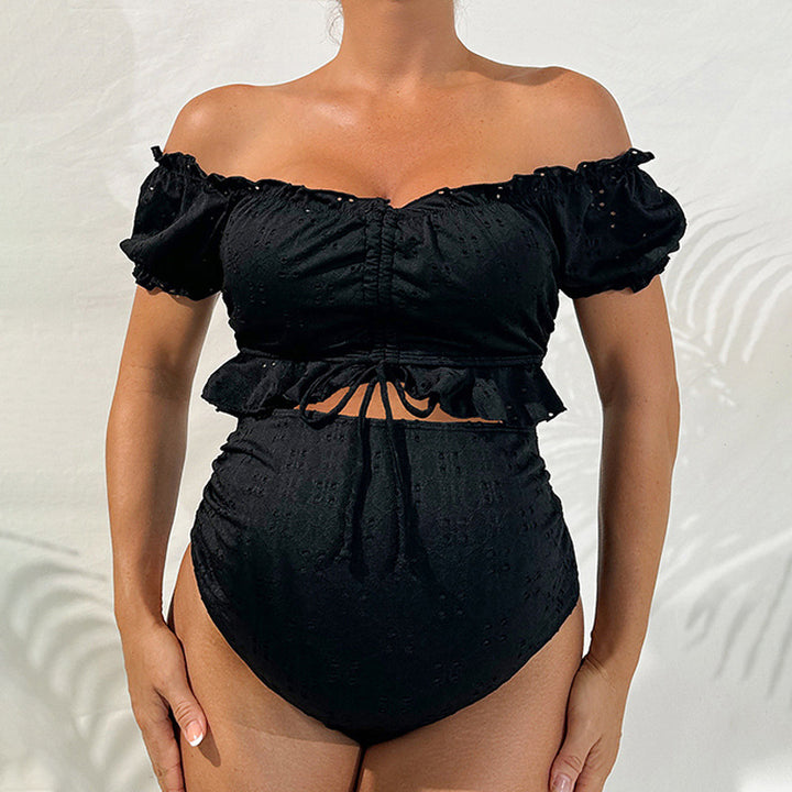 Damen Umstandsbikini mit off-shoulder Oberteil und rüschendem Design Echo Archiv
