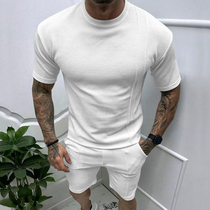 Herren atmungsaktives Fitness Set mit strukturierter Oberflächenbeschaffenheit Echoarchiv