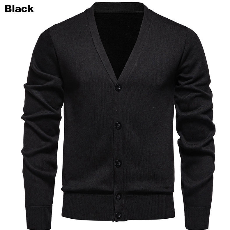 Herren kuschelige Strickjacke mit V-Ausschnitt und Knopfleiste Echoarchiv