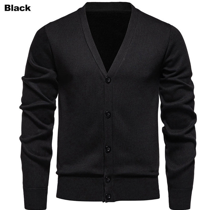 Herren kuschelige Strickjacke mit V-Ausschnitt und Knopfleiste Echoarchiv