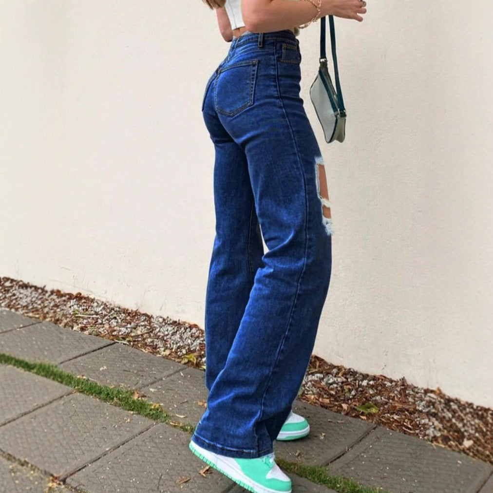 Damen High-Waist Flared-Jeans im Retro-Bootcut mit kniehohen Cut-Outs und Five-Pocket-Design Echo Archiv