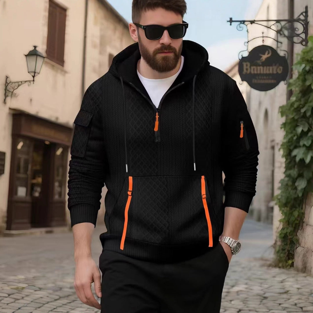 Herren stylischer Kapuzenpullover mit modernen Reißverschlusstaschen Echoarchiv