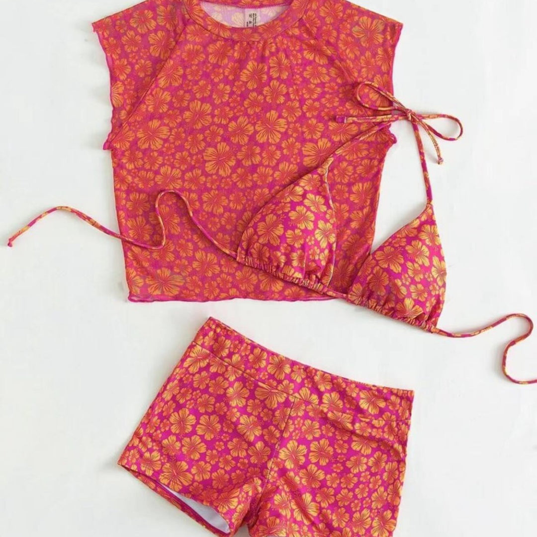 Damen Sportliches Crop-Top und Shorts-Set Echo Archiv