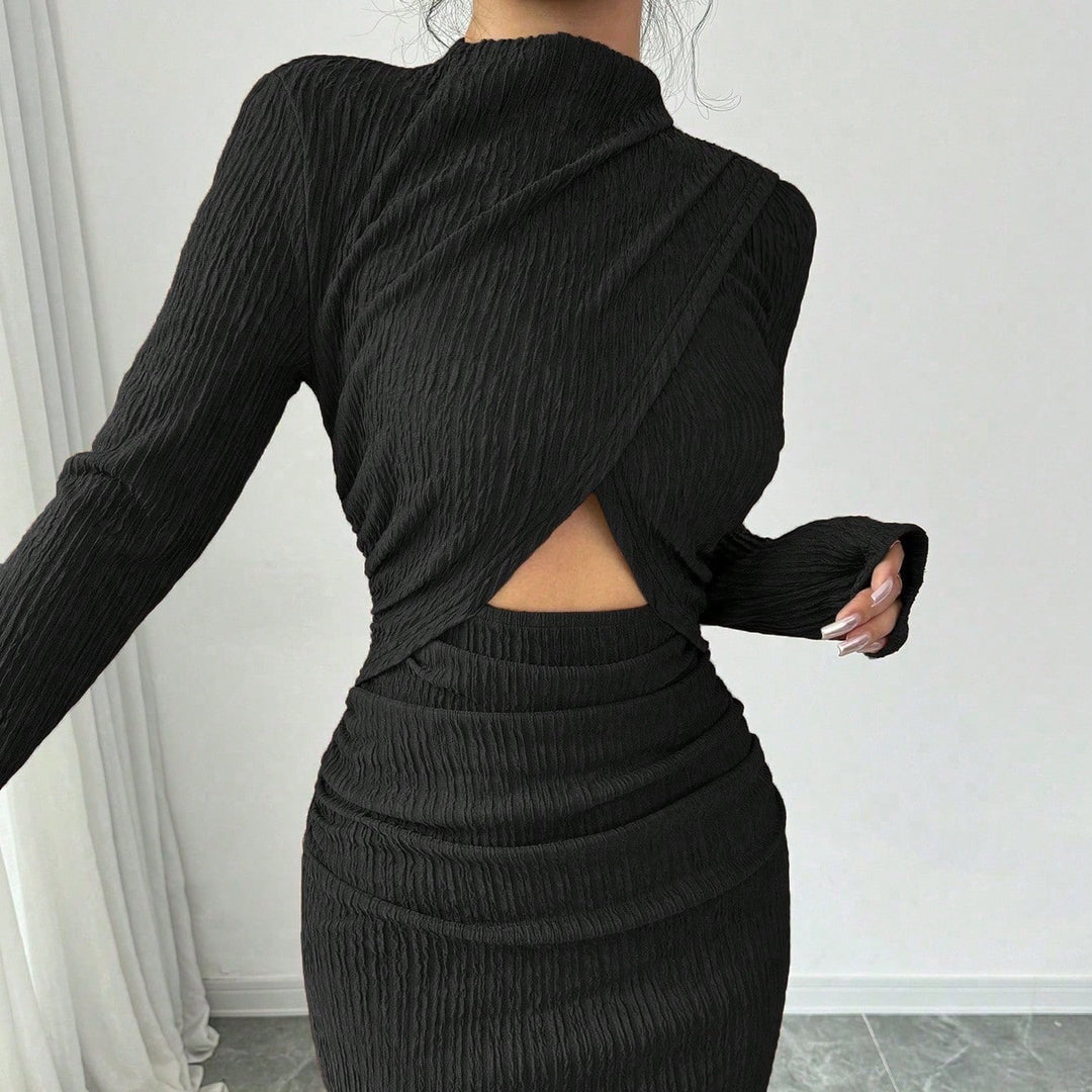 Damen Midikleid mit Cut-Outs Rippstruktur und seitlichem Schlitz – Avérine