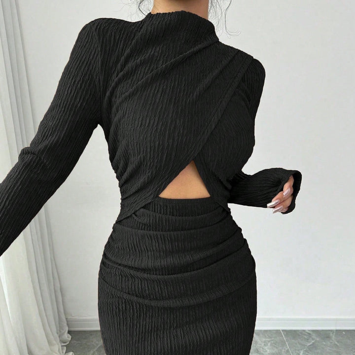 Damen Midikleid mit Cut-Outs Rippstruktur und seitlichem Schlitz – Avérine