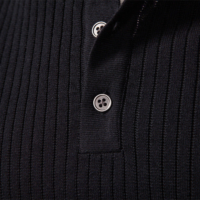 Herren nan gerippter Langarm-Henleypullover mit Stehkragen, feinem Rippstrick und schmaler Passform Echo Archiv