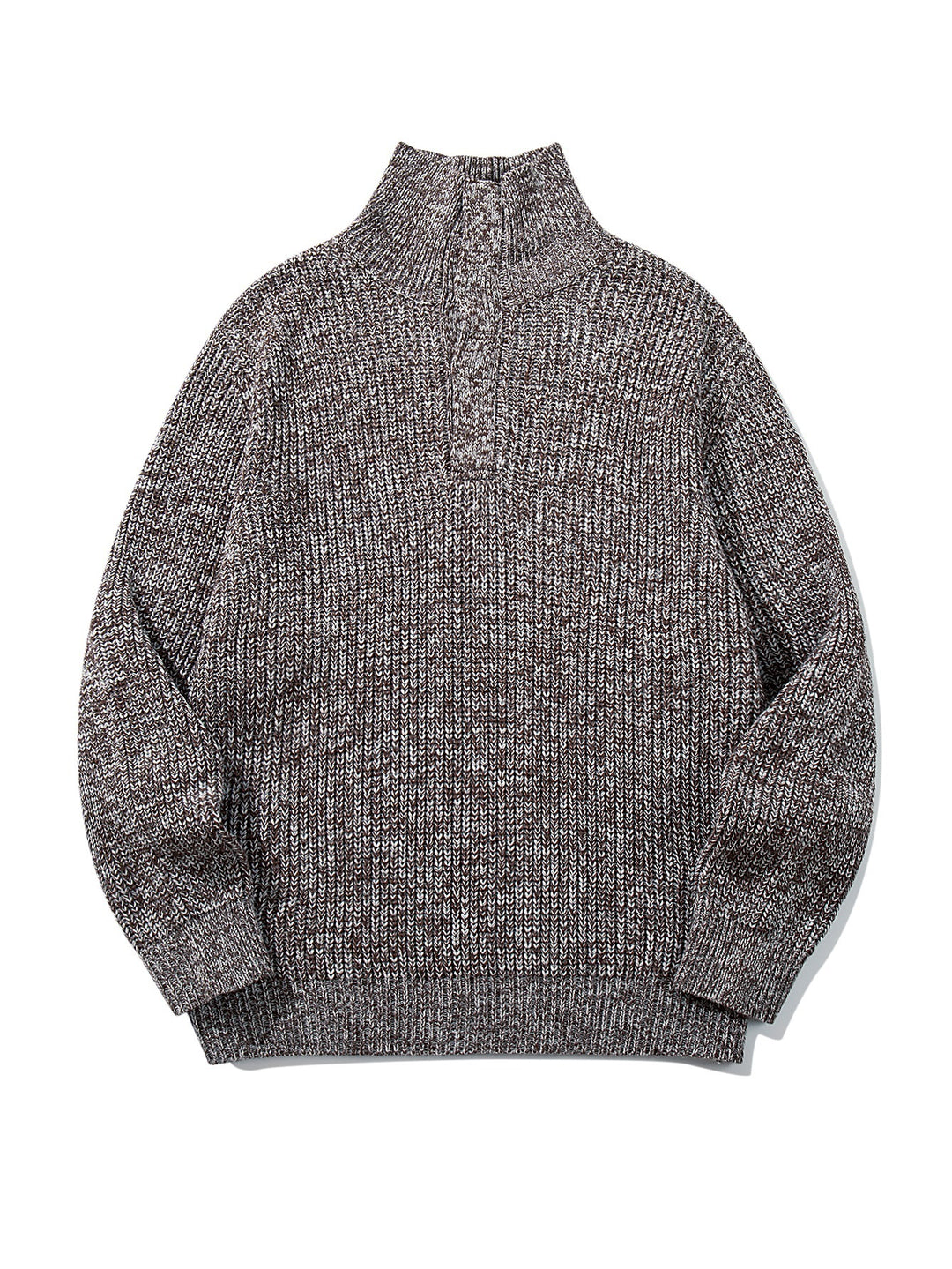 Unisex Grobgestrickter Rollkragenpullover mit halber Knopfleiste Echoarchiv