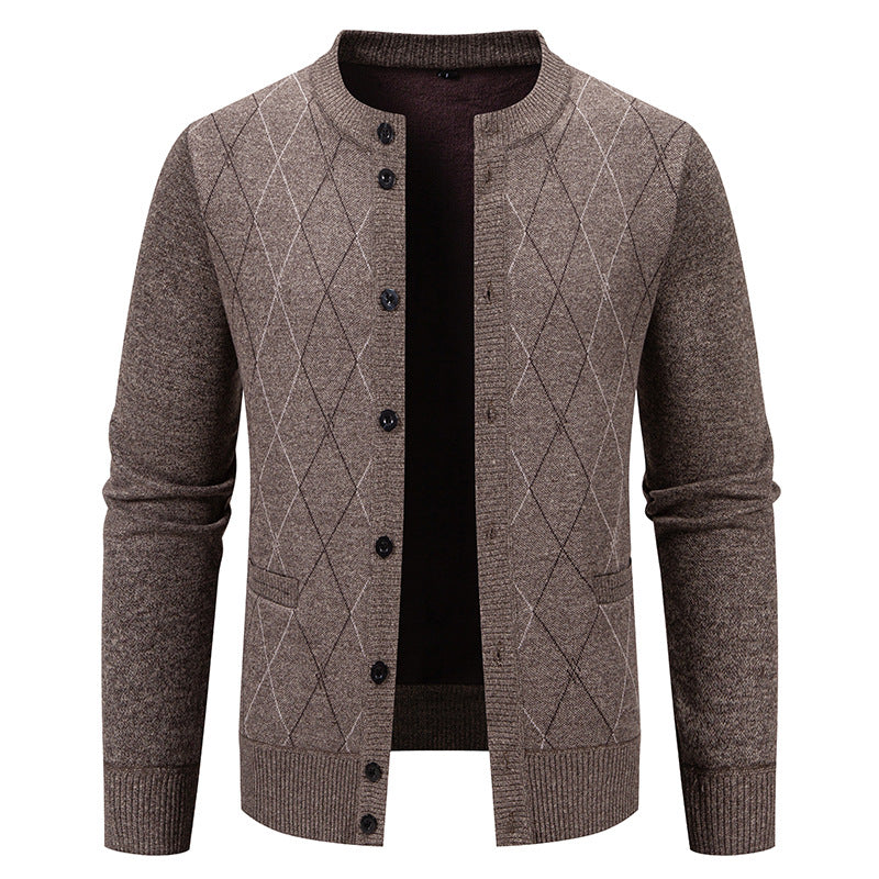 Herren Strickjacke mit modernem Rautenmuster Echoarchiv