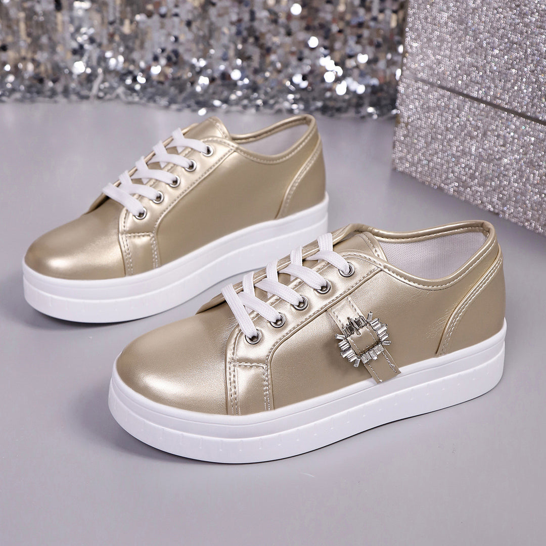 Damen  Plateau-Sneaker mit dekorativer Strass-Brosche und gepolstertem Komfortfußbett Echo Archiv