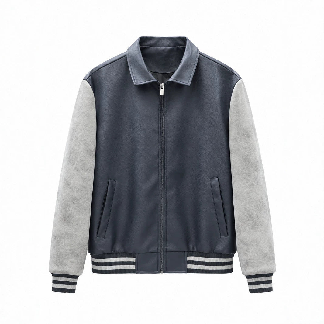 Herren Modische Kunstleder Bomberjacke Echo Archiv