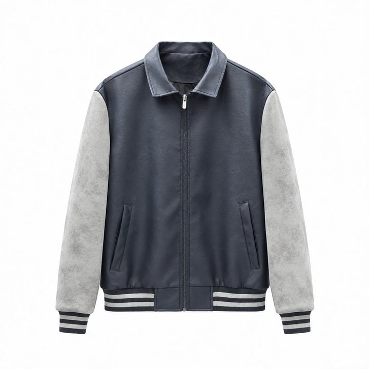 Herren Modische Kunstleder Bomberjacke Echo Archiv