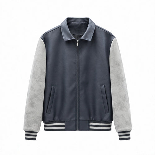 Herren Modische Kunstleder Bomberjacke Echo Archiv