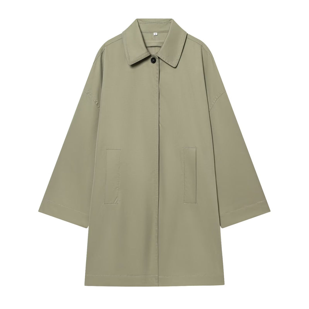 Damen Weitgeschnittener Cape‑Mantel mit verdeckter Knopfleiste und aufgesetzten Taschen Echo Archiv