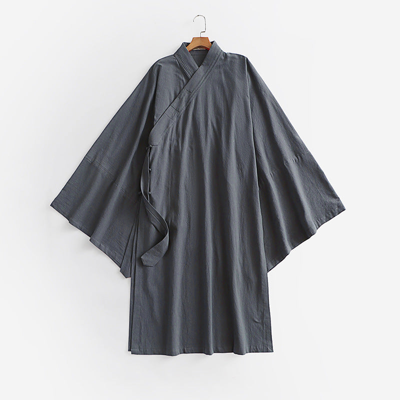 Unisex Oversize Kimono-Mantel mit weitem Ärmel und asymmetrischer Wickelvorderseite Echoarchiv