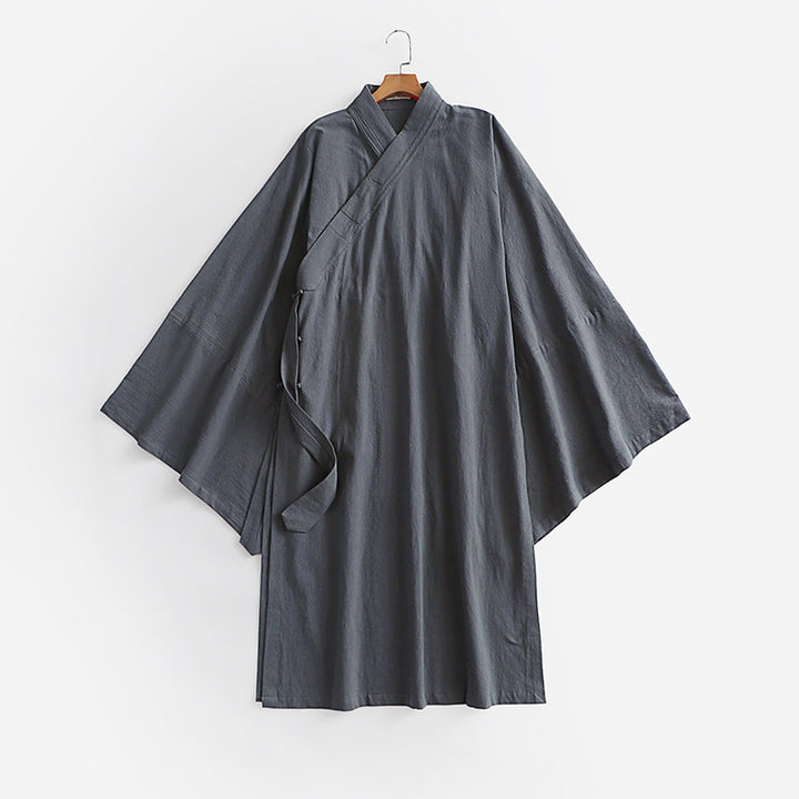 Unisex Oversize Kimono-Mantel mit weitem Ärmel und asymmetrischer Wickelvorderseite Echoarchiv