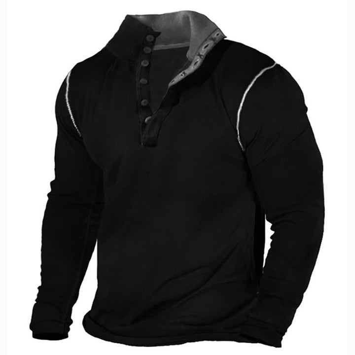 Herren modisches Langarmshirt aus weichem Baumwoll-Mix mit Knopfleiste Echoarchiv
