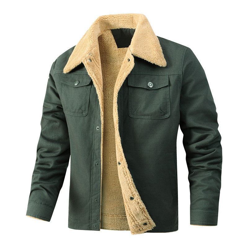Herren Sherpa-gefütterte Canvas-Jacke mit Hemdkragen Echoarchiv
