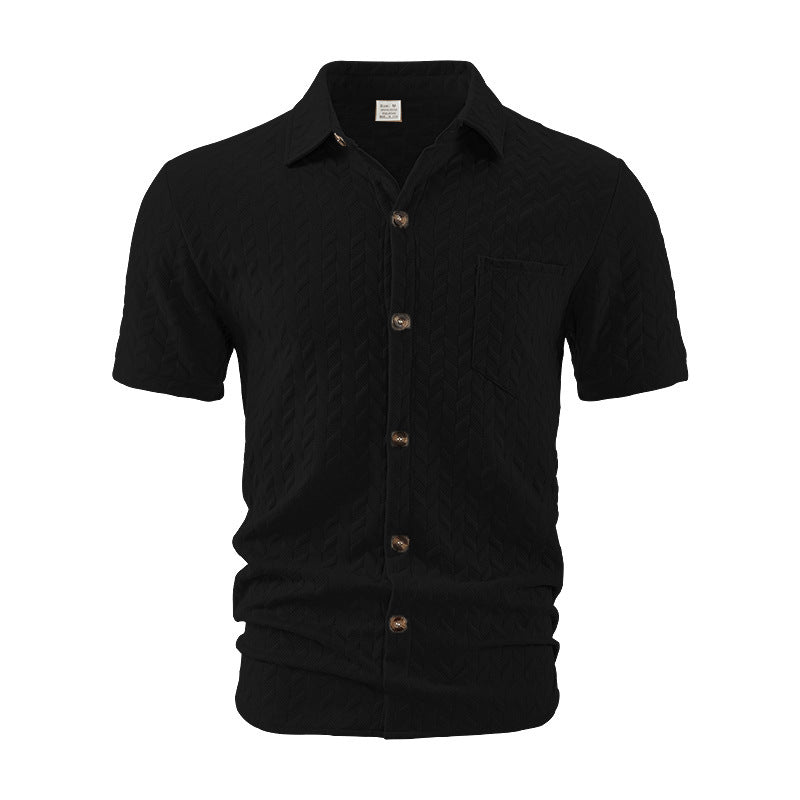 Herren Kurzarm-Hemd mit strukturiertem Design Echoarchiv