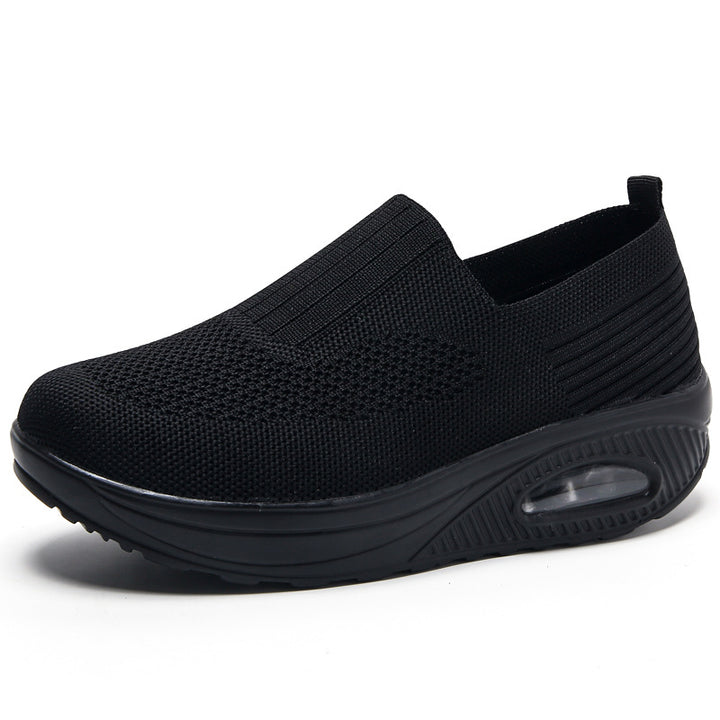 Damen nan gestrickter Slipper mit versteckter Keilsohle und sichtbarer Luftkammer Echo Archiv