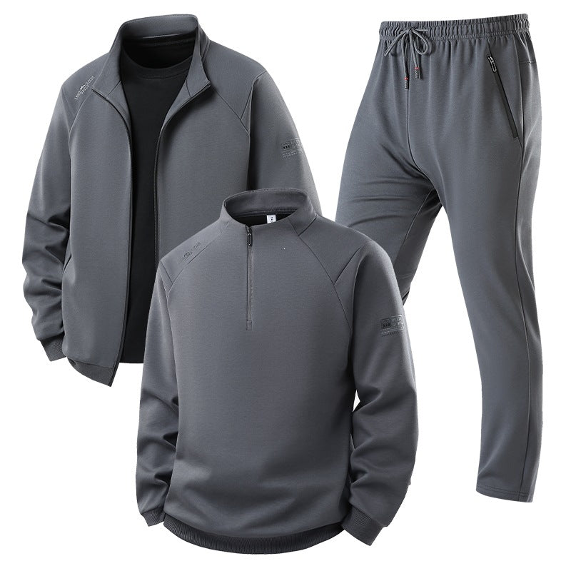 Herren Dreiteiliges Thermo-Trainingsset mit Halbzip-Pullover, Zip‑Jacke und Jogginghose Echoarchiv