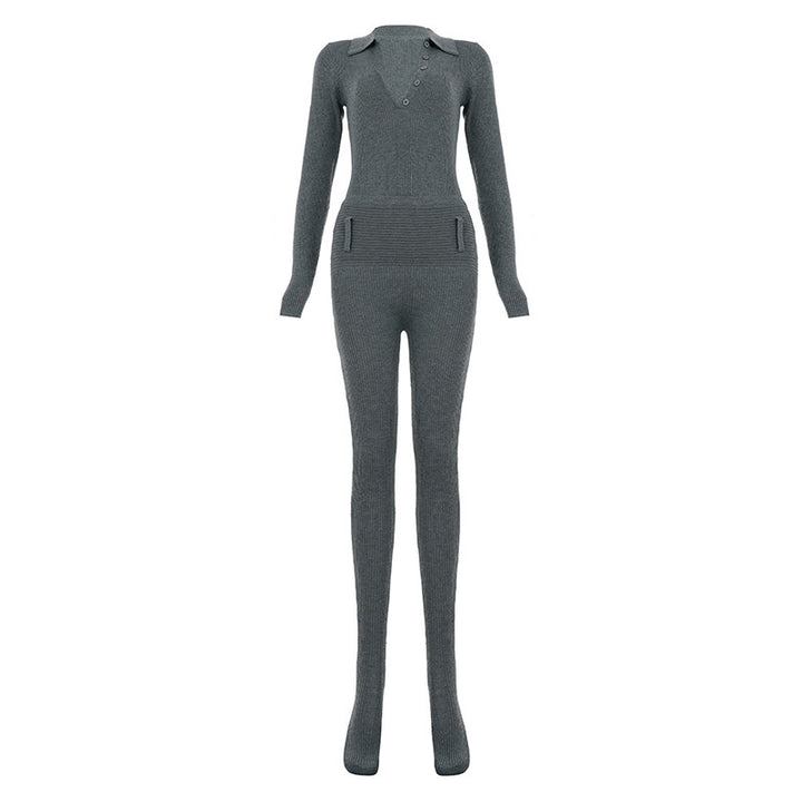 Damen Taillierter Rippstrick-Polo mit tiefem V-Ausschnitt und Knopfleiste – Mavelle