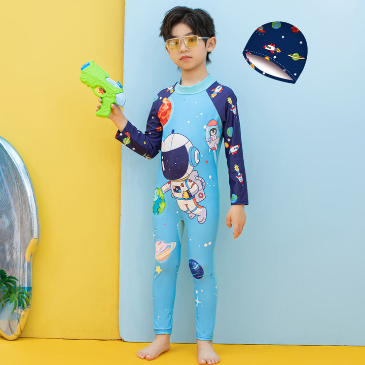 Jungen UV-Schutz Schwimmanzug mit langen Ärmeln und süßem Dinosaurier-Motiv Echo Archiv