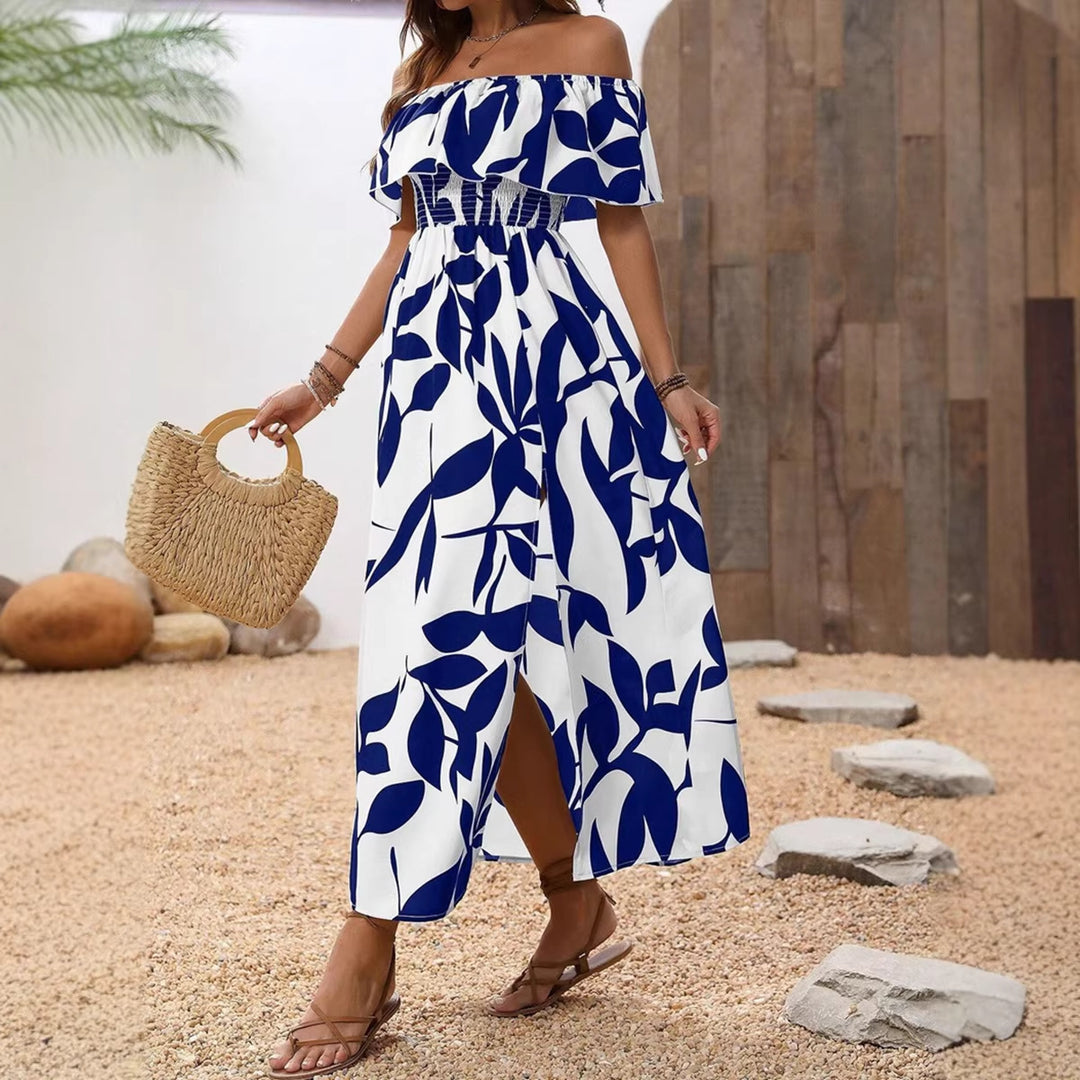 Damen Maxikleid mit schulterfreier Schnittführung und floralem Muster Echo Archiv