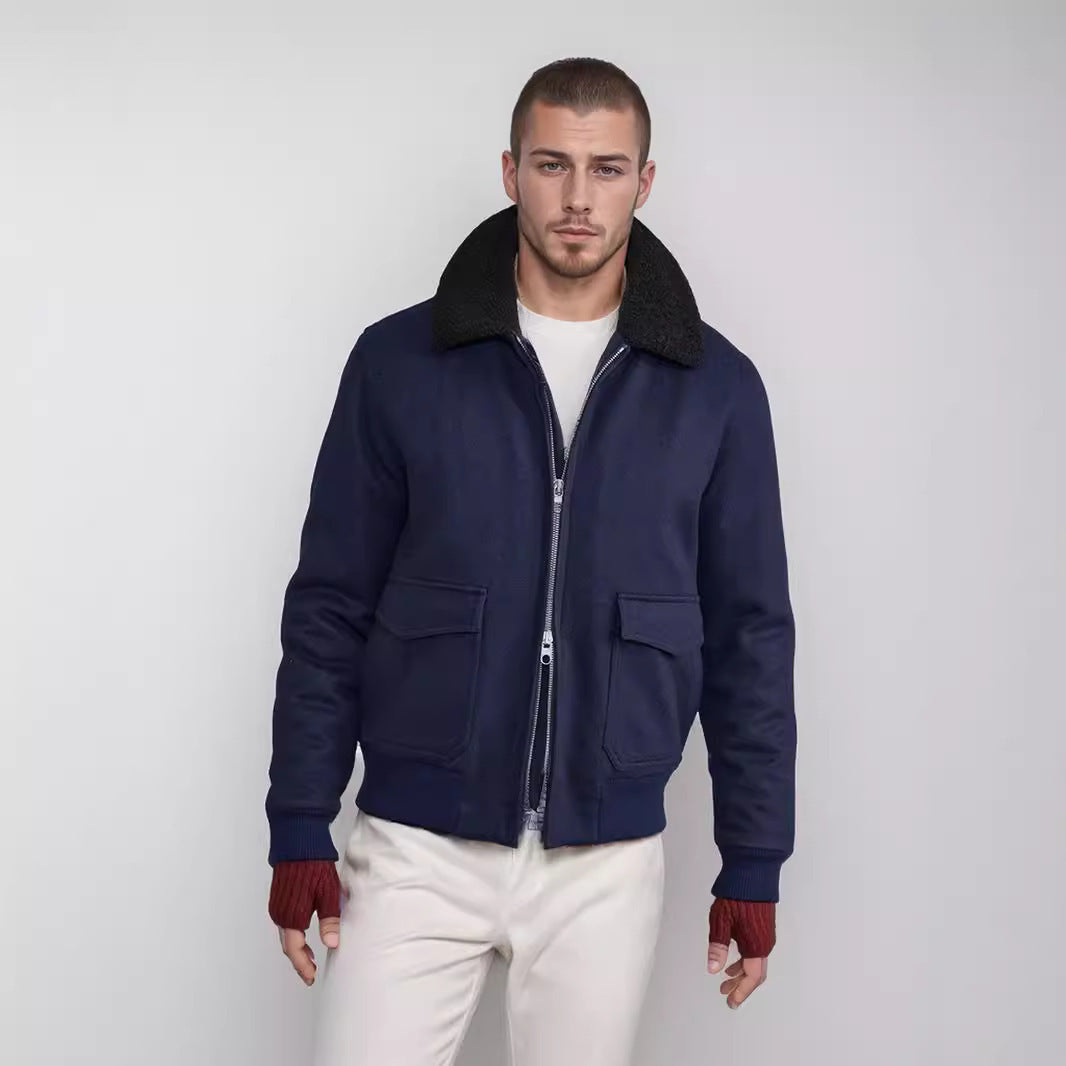 Herren modische bomberjacke mit Teddyfellkragen Echoarchiv