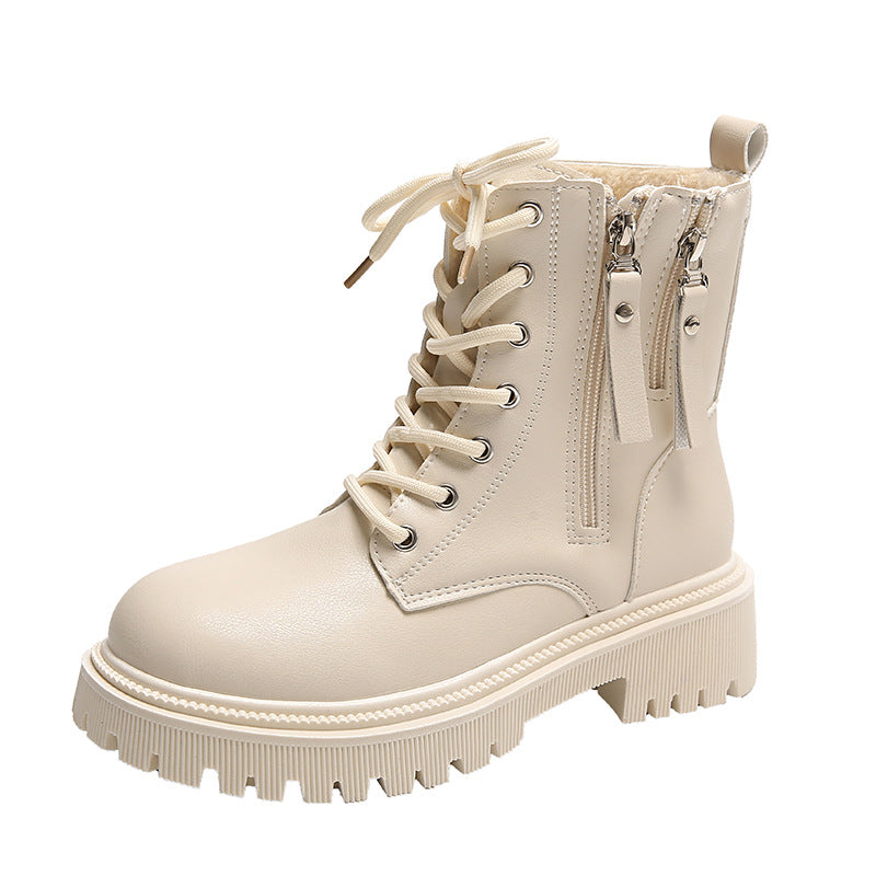 Damen nan knöchelhohe Schnürstiefelette mit doppeltem Seitenreißverschluss robuster Profilsohle und warmem Innenfutter Echo Archiv