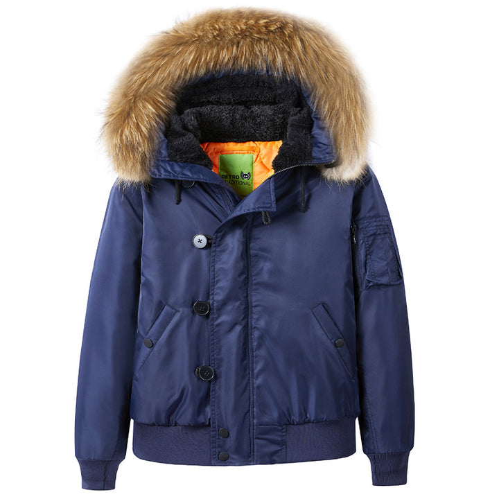 Herren  schwerer isolierter Pilotenparka-Jacke mit abnehmbarem Kunstfellkragen und sherpa-gefüttertem Innenraum Echo Archiv